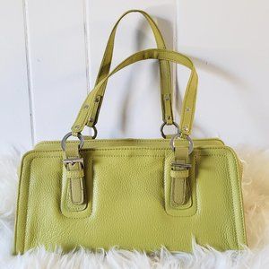 VGUC M.C Marc Chantal Shoulder Handbag Yellow Pebbled Leather Zip Closure